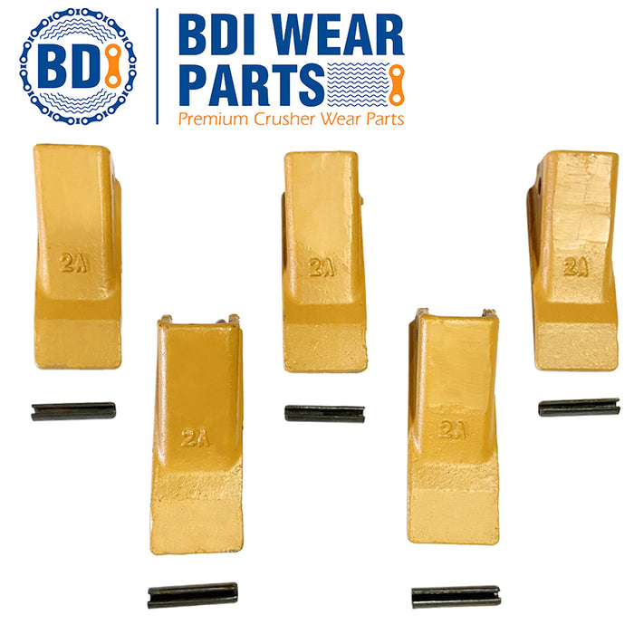 BDI Wear Parts 2AH Original Fab Bucket Teeth 5 Pack with Pins Backhole Excavator Bucket Digging Teeth
