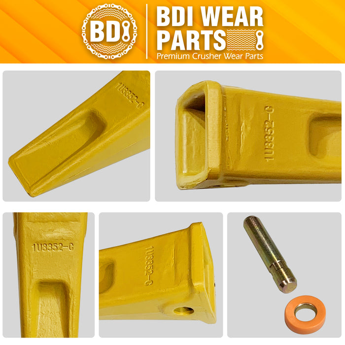 BDI Wear Parts 5 Pack Forged Caterpillar J350 Style Bucket Dirt Teeth w/Pins 8E6358 & 8E6359 Retainers - 1U3352 (5)