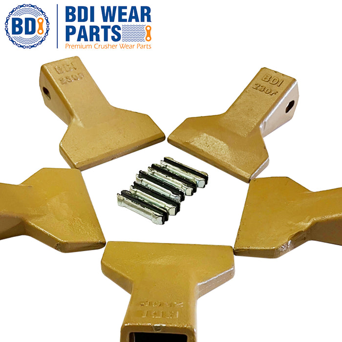 BDI Wear Parts 5 Pack 230F Heavy Flare BDI Tooth Company Bucket Teeth + 23FP Flexpins for Mini Excavator Backhoe Loader